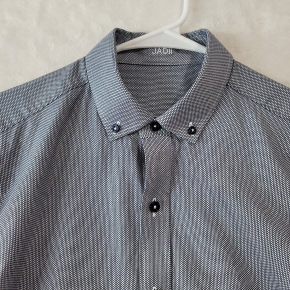 J Hilburn Men's JDesich Button Down Long Sleeve Shirt Navy Check (JADII) Custom - Picture 6 of 16